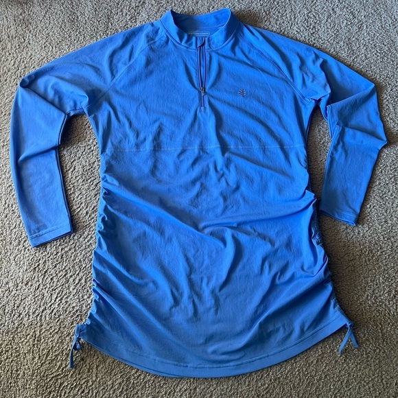 Coolibar Lawai Ruche UV Swim Shirt Sz Large UPF 50+ in Aura Blue Color Tol - Picture 10 of 16